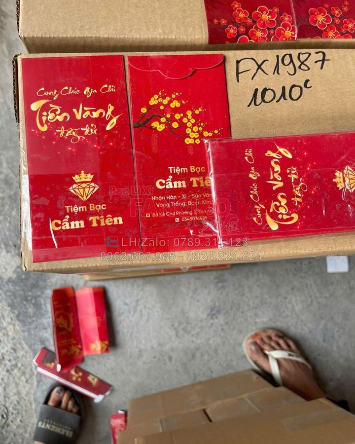 Lô bao lì xì tiệm vàng Cẩm Tiên trước khi giao