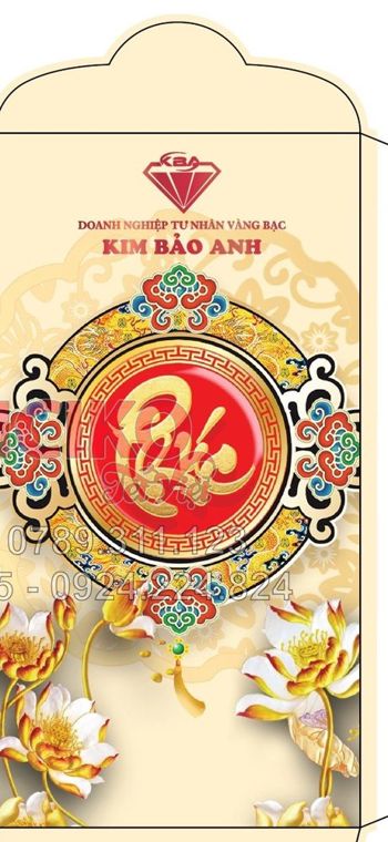 Bao lì xì in logo tiệm vàng Kim Bảo Anh